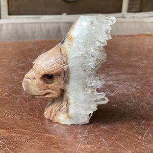 QUARTZ CRYSTAL CLUSTER HAND CARVED EAGLE